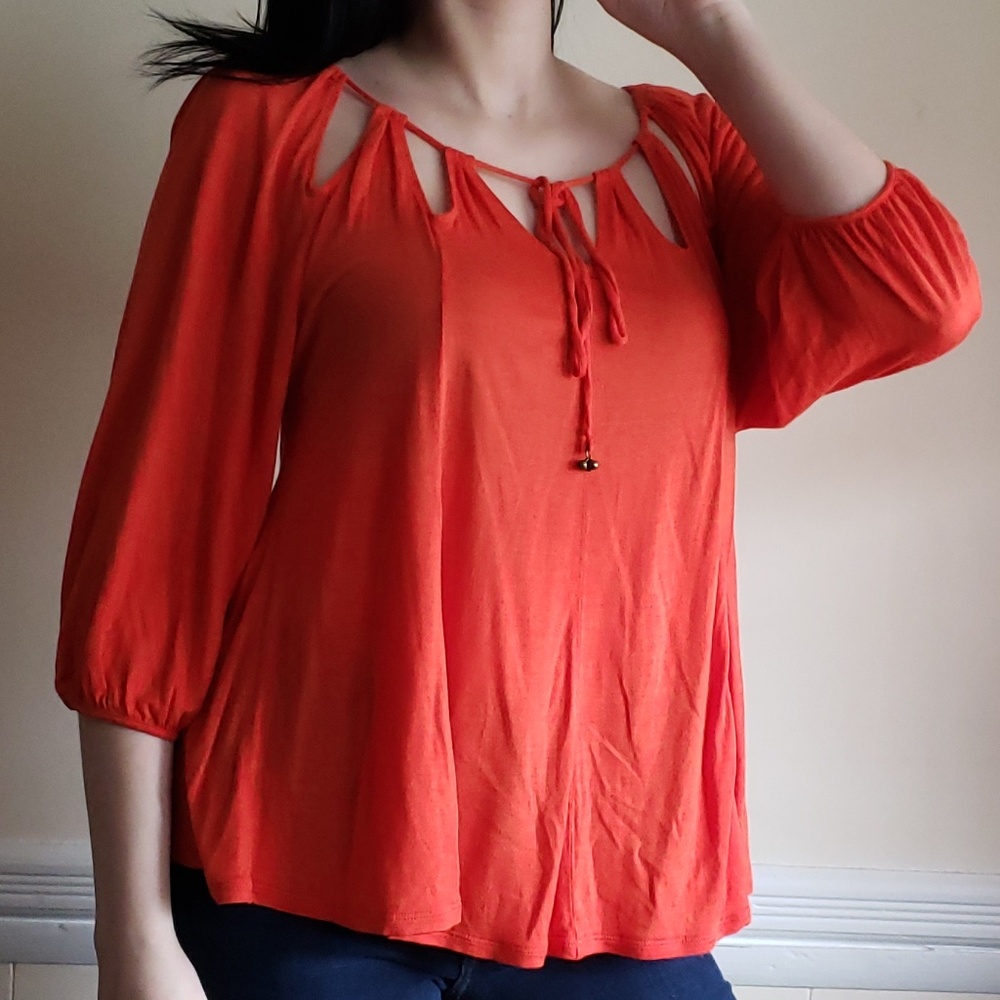 Vanessa Virginia Strung Symmetry Orange Top S